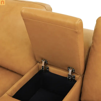 Sectional L-Shape Leather Match Ginger Square Arm 8-Seat 131in