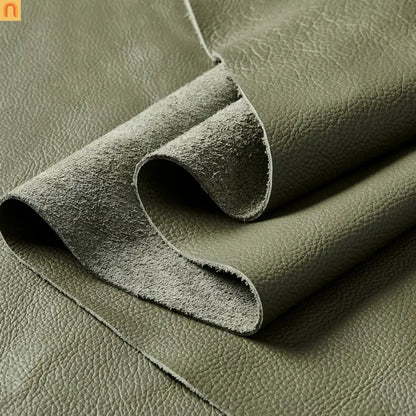 Sectional Modular Leather Match Olive Green Square Arm 8-Seat 143in