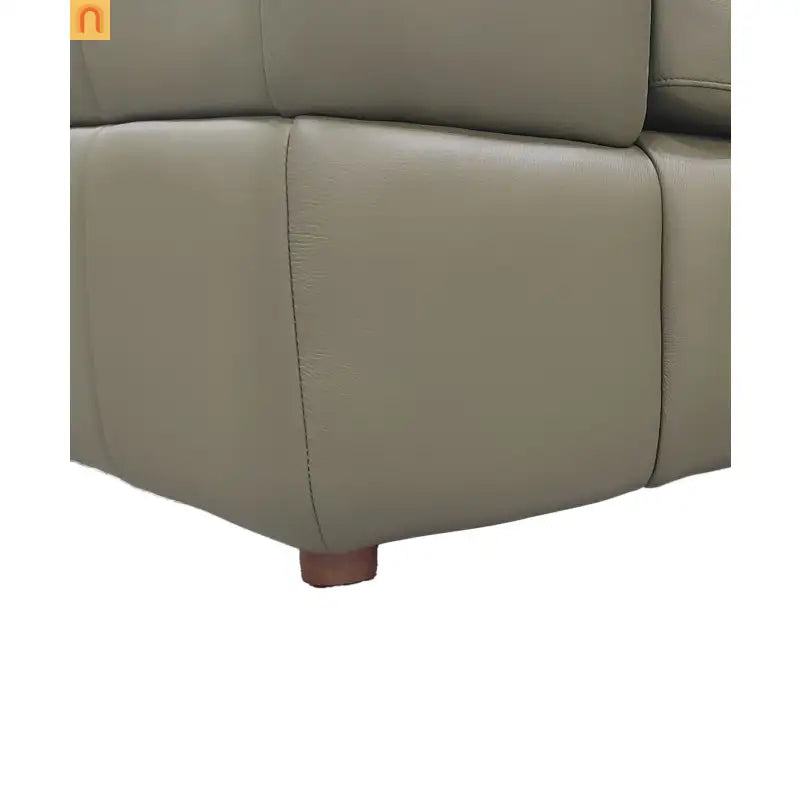 Sectional Modular Leather Match Olive Green Square Arm 8-Seat 143in