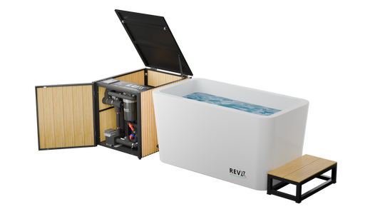 RevX X Tub Premium Cold Plunge System – Deepest Acrylic Tub, 1.5HP LUX Chiller, Cools to 34°F, Flow Jets