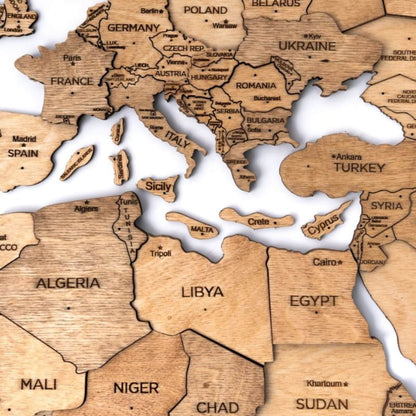 3D Wooden World Map Light